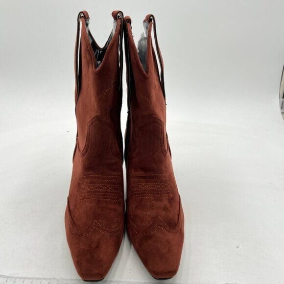 Women Square Toe Comfort Kitten Low Heel Ankle Boot Pull On Bootie Winter - Picture 3 of 7